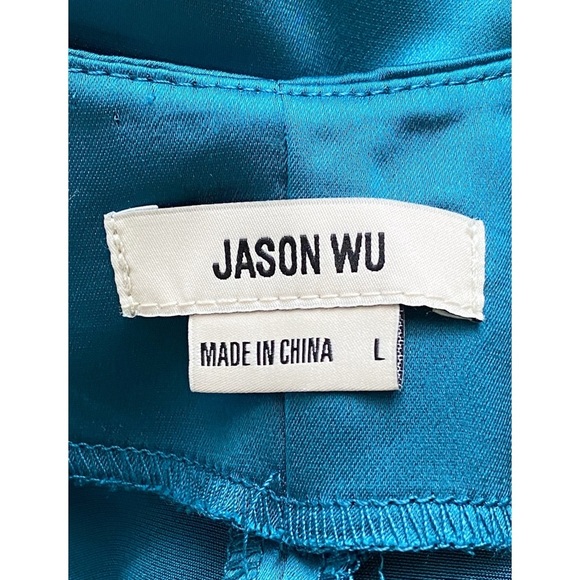 NWOT‎ Jason Wu Strappy Silky Ruched Front Midi Dress, Teal - Size L - Picture 8 of 8